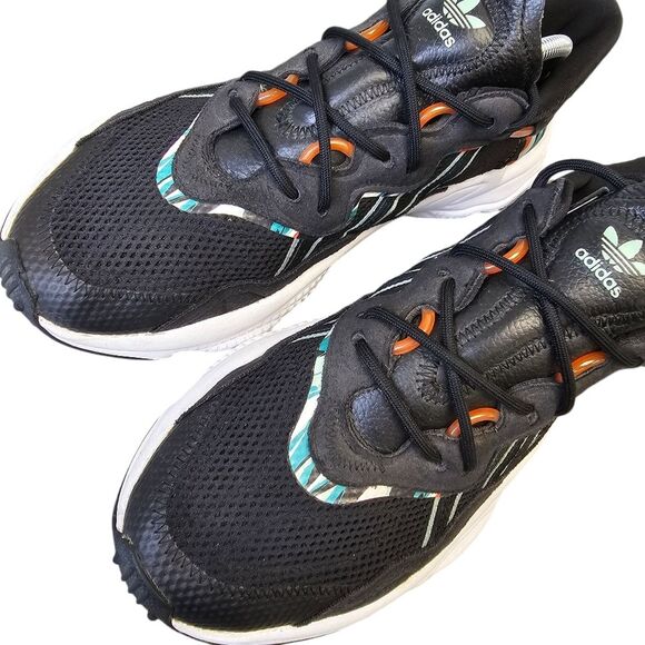 Adidas Men's 10.5 Ozweego Black/Cloud White Tropical Print Sneakers FZ3829 - Picture 6 of 15